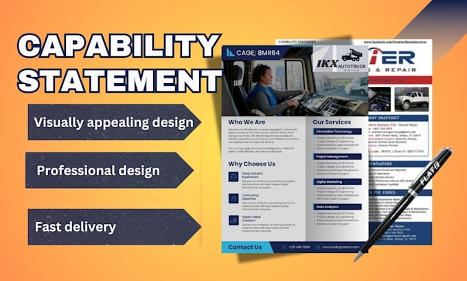 Bestseller - design editable capability statement , write proposal for government contract