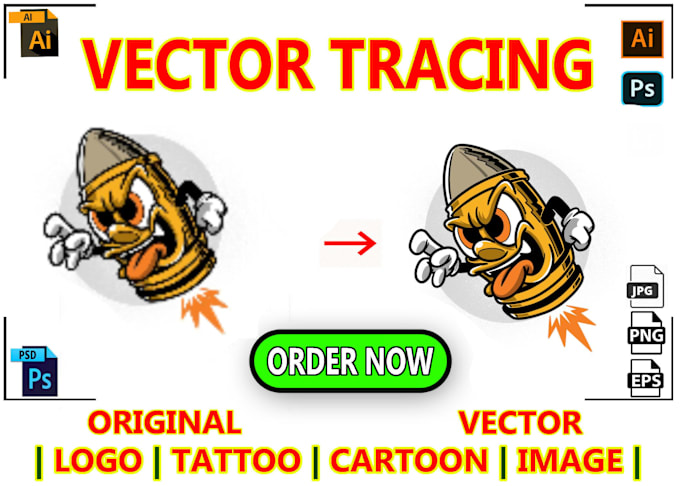 Gig Preview - Vector tracing, trace, redraw, convert logo to vector