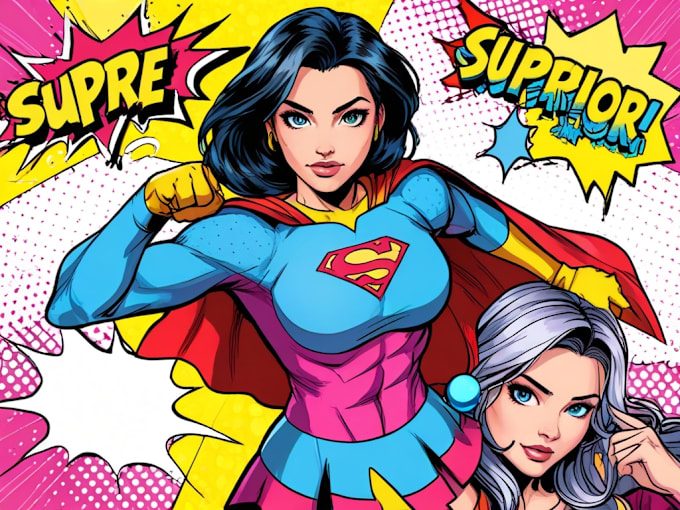 Gig Preview - Create your superhero comic book pop art your style cartoon character art