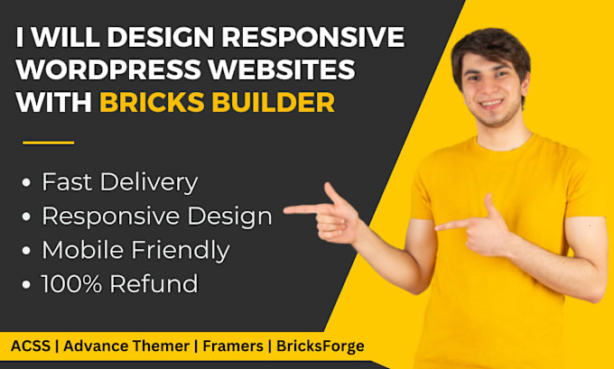 Gig Preview - Design responsive bricks builder wordpress website