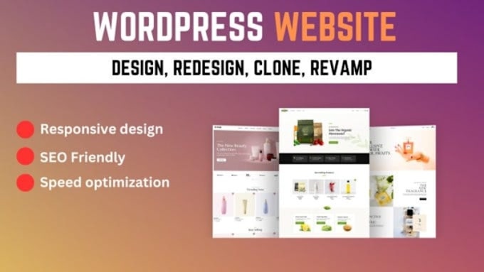 Gig Preview - Clone, redesign,design, build, revamp wordpress website with elementor pro