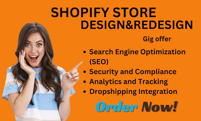 Gig Preview - Shopify store shopify website design and redesign shopify dropshipping SEO