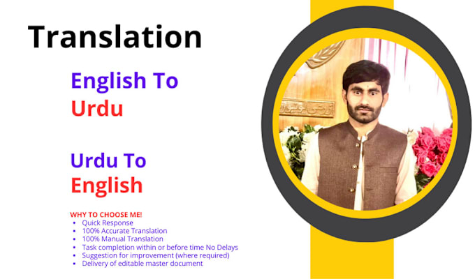 Gig Preview - Do english to urdu translation, and urdu to english