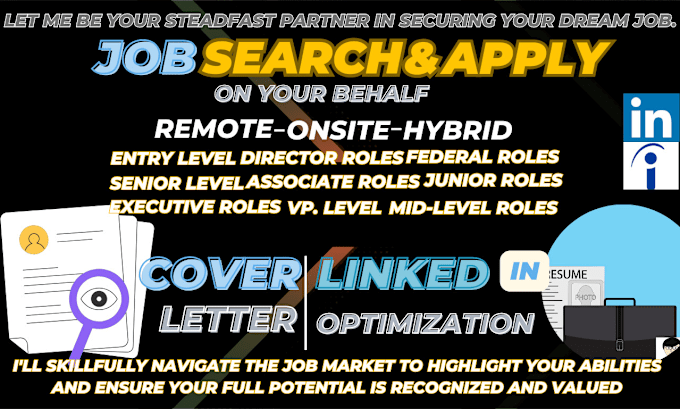 Gig Preview - Search and apply for remote jobs, onsite, hybrid job search on your behalf