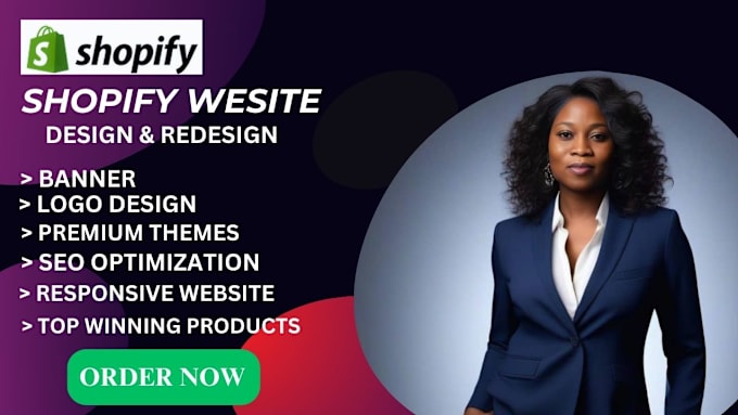 Gig Preview - Create shopify website design shopify website redesign shopify store design