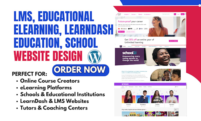 Gig Preview - Build lms website education website elearning  educational school website design