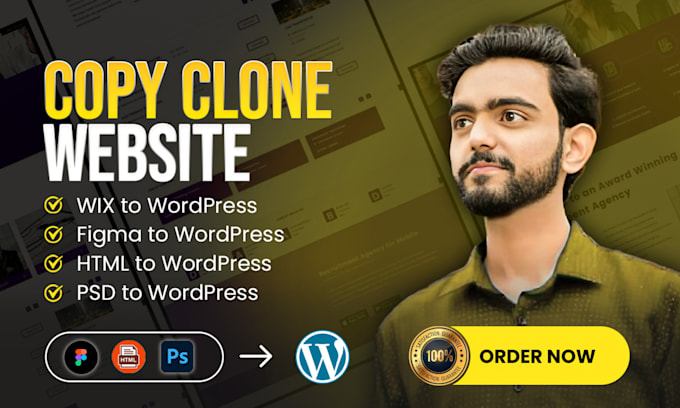 Gig Preview - Clone copy design replicate or duplicate any website into wordpress website