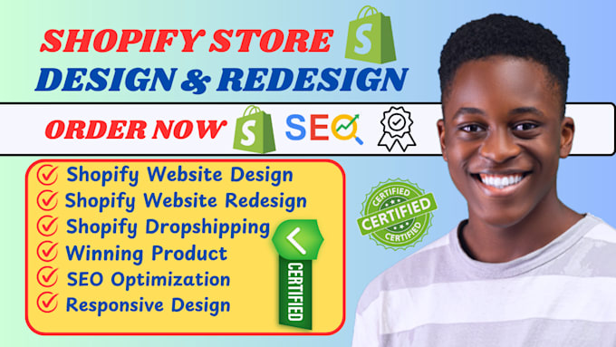 Gig Preview - Do shopify store design shopify redesign shopify website shopify dropshipping