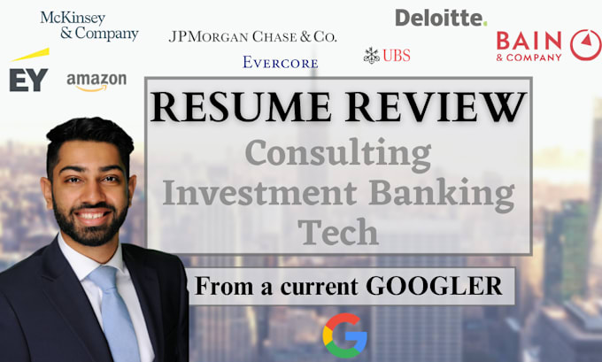 Gig Preview - Review your banking, tech, consulting resume as a googler