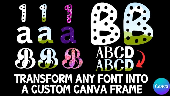 Gig Preview - Create custom canva frames from any font you need