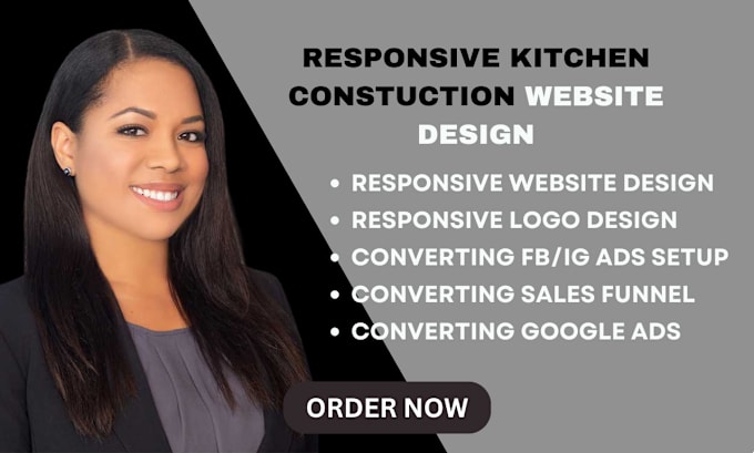 Gig Preview - Design kitchen construction, handyman, remodeling website, generate leads via fb