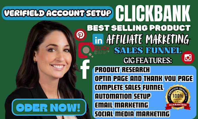 Gig Preview - Build clickbank account, clickbank affiliate marketing for passive income