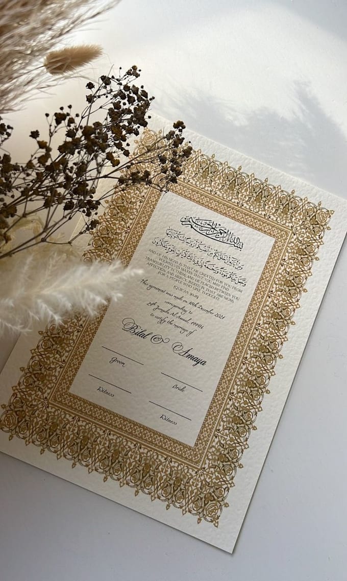 Gig Preview - Design customized nikkah certificate for you