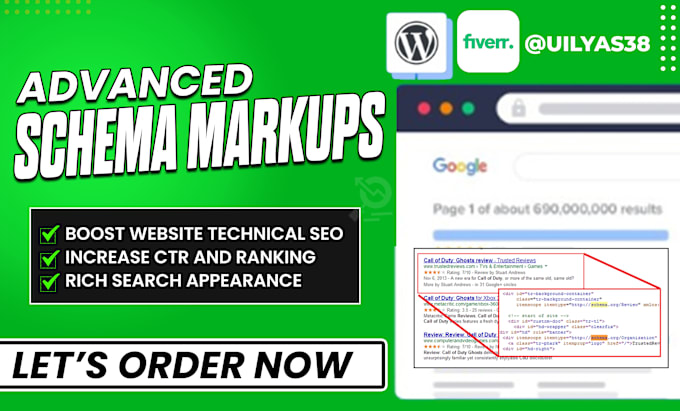 Gig Preview - Setup schema markups for rich snippets on a website