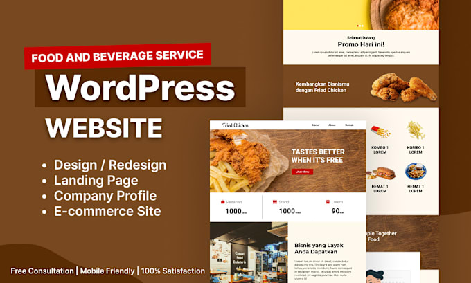 Gig Preview - Build food and beverage responsive wordpress website