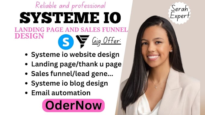 Gig Preview - Design systeme io website, landing page, sales funnel, landing page click funnel