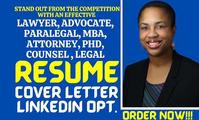 Gig Preview - Edit lawyer resume, advocate, legal, MBA, attorney, counsel, paralegal resume