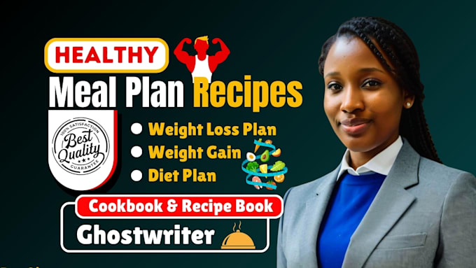 Gig Preview - Be your nutritionist weight meal plan, food recipe ebook, cookbook writer design