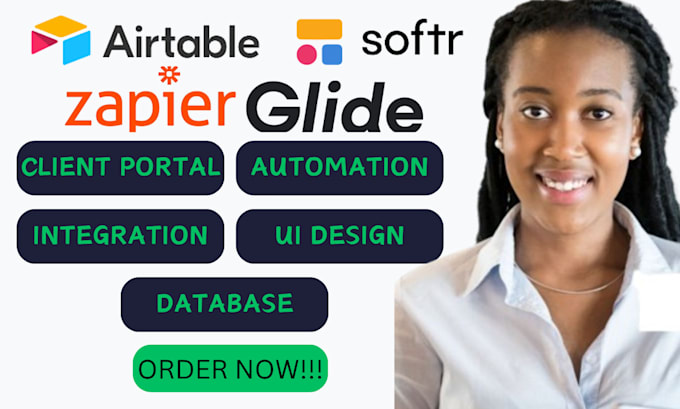 Gig Preview - Build your softr airtable glide database website design client portal expert