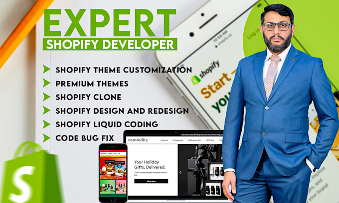 Gig Preview - Be your shopify developer, expert in design, clone, bug fix and liquid coding