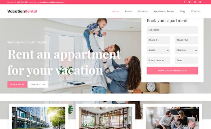 Gig Preview - Build vacation rental website, vacation website, rental website, for airbnb