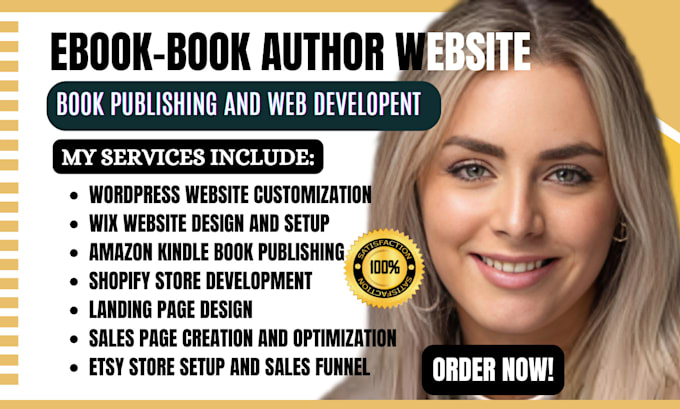 Gig Preview - Build modern ebook author website or book author website, wordpress, wix, amazon