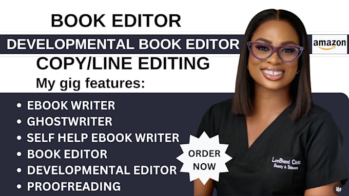 Gig Preview - Be developmental book editor amazon kdp book formatting  publishing ebook writer