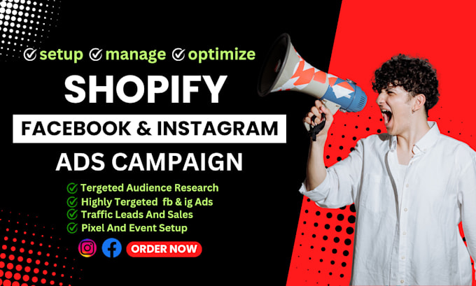 Gig Preview - Setup shopify facebook ads campaign, instagram ads, fb marketing, fb advertising