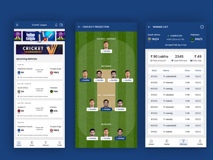 Gig Preview - Develop a cricket app, fantasy sport app, sport bet app