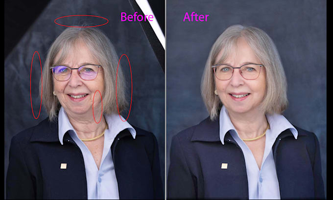 Gig Preview - Remove stray hair, flyaway, skin blemishe, glare, editing headshots and portrait