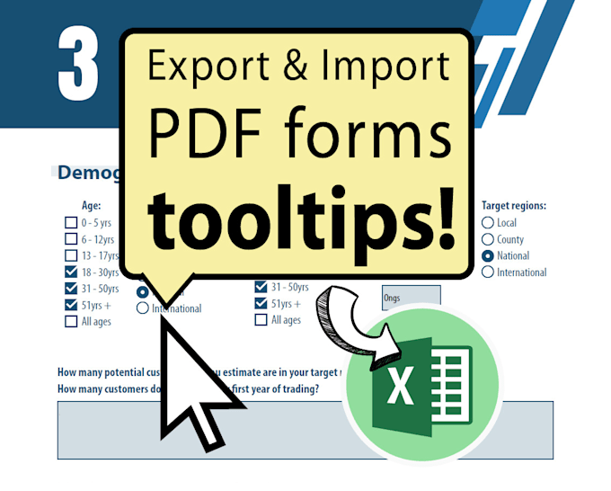 Gig Preview - Export import interactive PDF form button text to excel