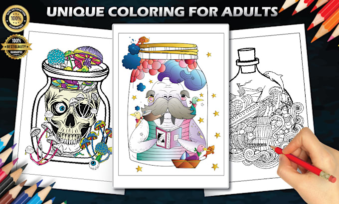 Gig Preview - Design customized adult coloring book interior and cover for amazon kdp and etsy