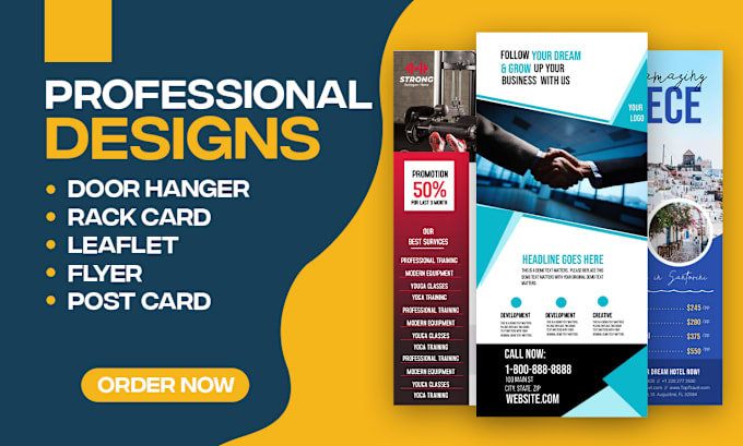 Gig Preview - Design amazing modern rack card, door hanger, dl flyer, leaflet and postcard