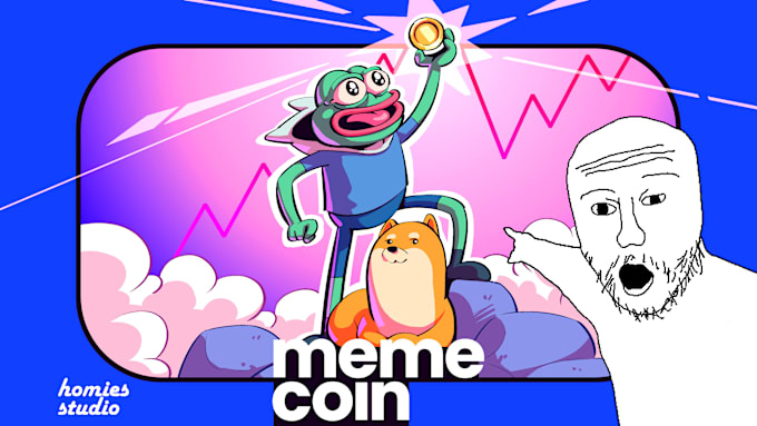 Gig Preview - Draw funny custom meme coin for your memecoin website, social