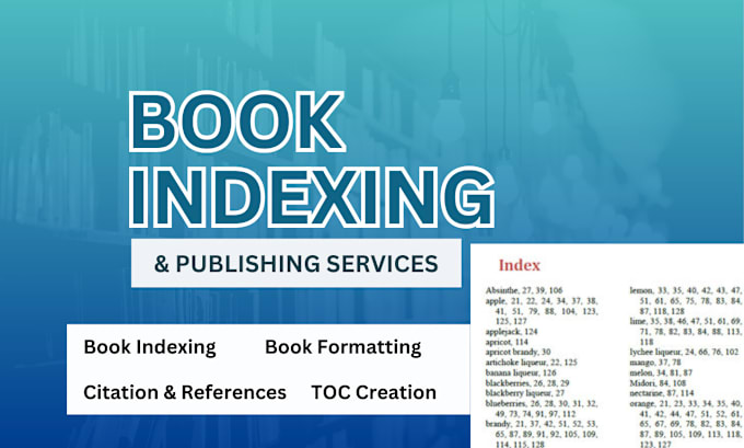 Gig Preview - Create a professional back of book index using word or indesign