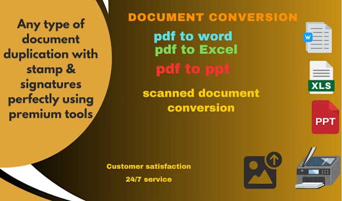 Gig Preview - Convert pdf to word, excel, ppt files and image to word, word document creation