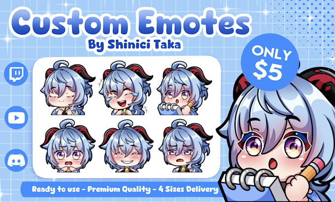 Gig Preview - Create adorable chibi emotes for twitch, discord, youtube