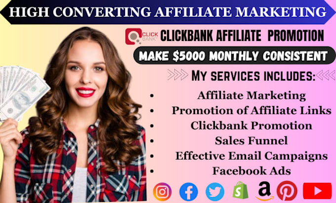 Gig Preview - Clickbank affiliate marketing, affiliate link promotion clickbank link promotion