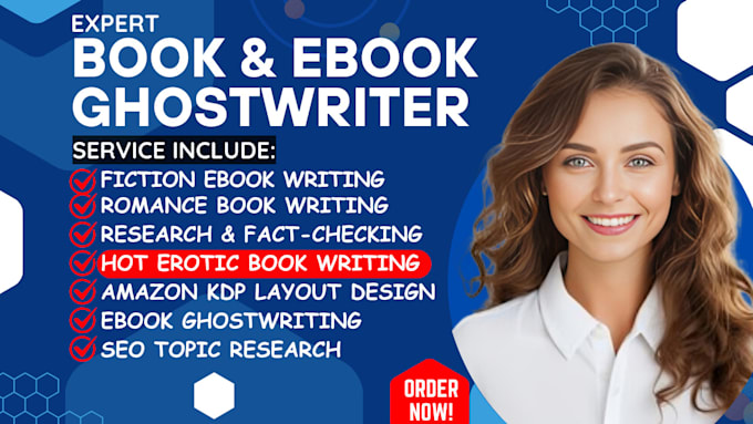 Gig Preview - Do fiction book ghostwriting, KDP ebook writer, erotic, romance to fantasy novel