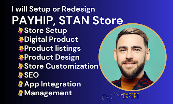 Gig Preview - Setup customize payhip digital product store redesign payhip design stan store