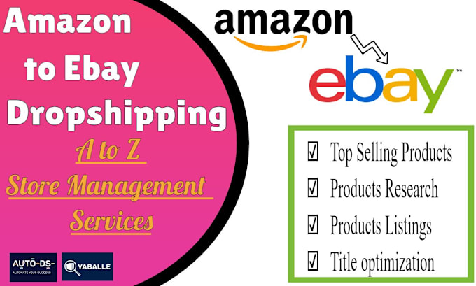 Gig Preview - Do amazon to ebay dropshipping top listings, a to z store management