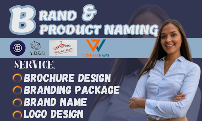 Gig Preview - Do creative brand and product naming logo branding kit design business naming