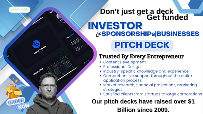 Gig Preview - Write, design, research investor pitch deck as powerpoint presentation ,sale PPT