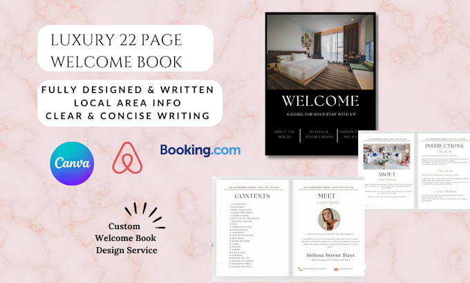 Bestseller - create a custom luxury welcome book for your airbnb, shorterm rental