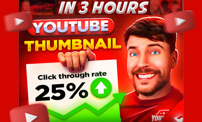 Gig Preview - Design catchy youtube thumbnail eye catching thumbnail design