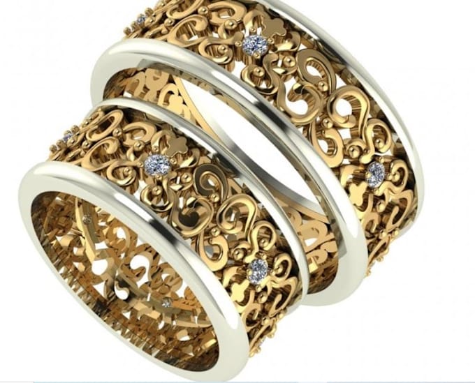 Gig Preview - Cad jewelry 3d stl file maker, gold jewellery designer ring, gemset, diamond