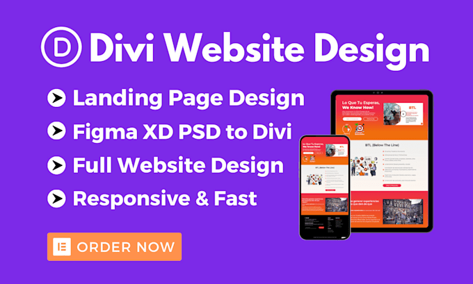 Gig Preview - Design divi landing page, divi wordpress website, figma to divi with divi theme