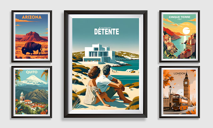 Gig Preview - Do travel poster design in the vintage retro art deco  modern minimalist styles