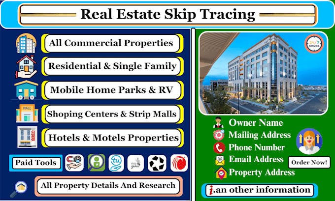 Gig Preview - Provide real estate skip tracing for commercial properties