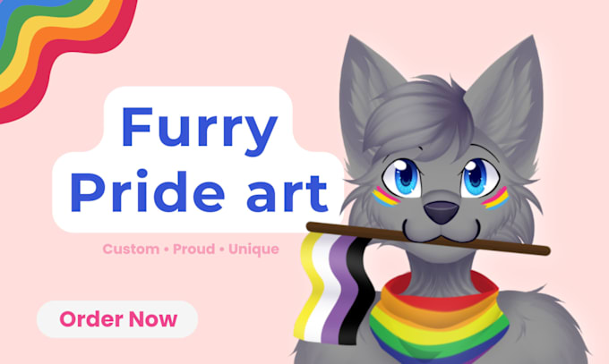 Gig Preview - Draw pride art with your furry character, lgbt